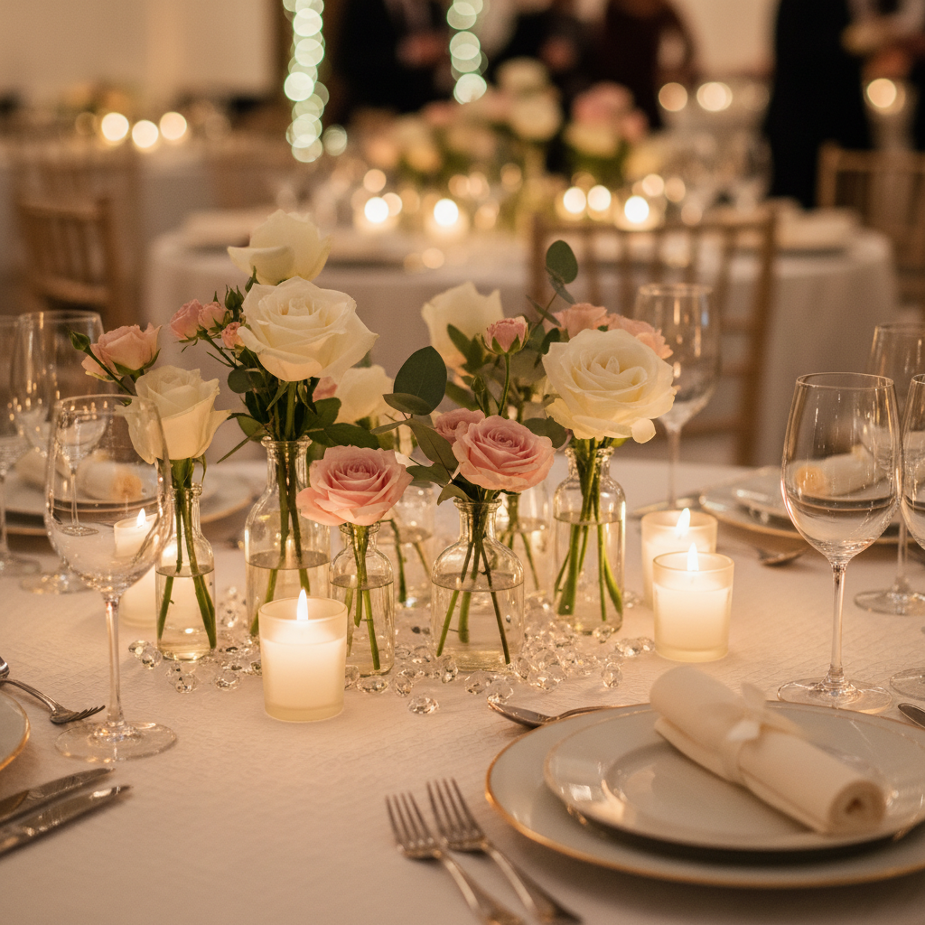 Bulk Glass Bud Vases In, Overcomplicated Centerpieces Out: What Savvy Wedding Planners Traded Away