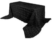 Efavormart 90"x156" Wholesale Rectangle Table Cover Black Grandiose Rosette 3D Satin Tablecloth for Wedding Party Event Decoration