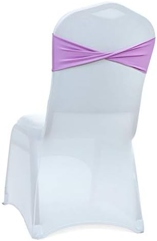 VDS Pack of 200 PCS | Light Purple | Spandex Chair Sashes Bows Without Buckle | Stretch Elastic Banquet Universal Folding Chair Band Tie with for Wedding Party Conference Celebration Event Decoration