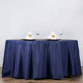 Efavormart Round Tablecloth, 132 Inch Stain & Wrinkle Resistant Washable Table Cloth, Decorative Polyester Fabric Table Cover for Banquet, Wedding, Dining- Navy Blue