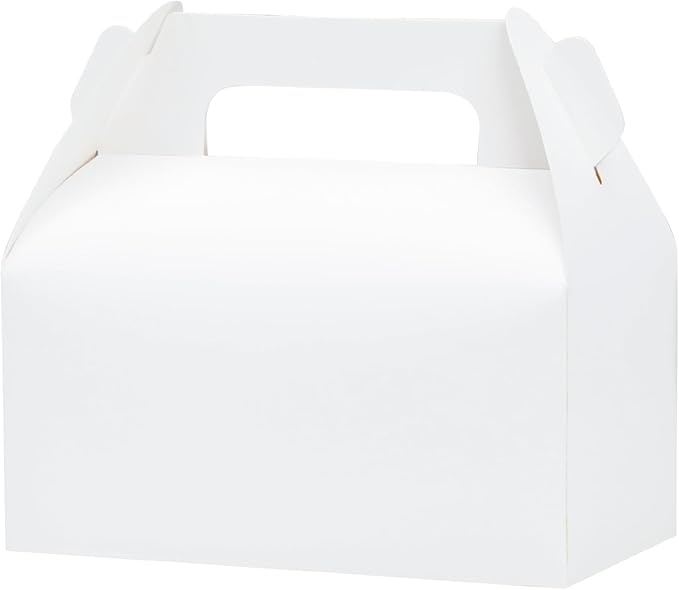 UnicoPak 10 Pack White Gable Treat Boxes Party Favor Boxes Goodie Gift Boxes for Snacks Cookie Candy Toys Birthday Party Wedding Holidays 6.5x3.5x4 Inches