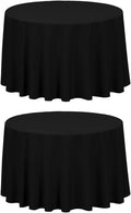 LTC LINENS 2 Pack 108 Inch Round Tablecloth Black - Great for 48 Inch Round Table Floor Length - Wrinkle Resistant Polyester Fabric Cloth for Wedding