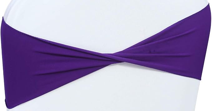VDS Pack of 10 PCS | Purple | Spandex Chair Sashes Bows Without Buckle | Stretch Elastic Banquet Universal Folding Chair Band Tie with for Wedding Party Conference Celebration Event Decoration