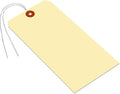 SmartSign Blank Manila Shipping Tags with Wire, Size-12, Pack of 50, 15pt Thick Prewired Cardstock Tag, 8 x 4 inch Paper Hang Tags with Reinforced Fiber Patch