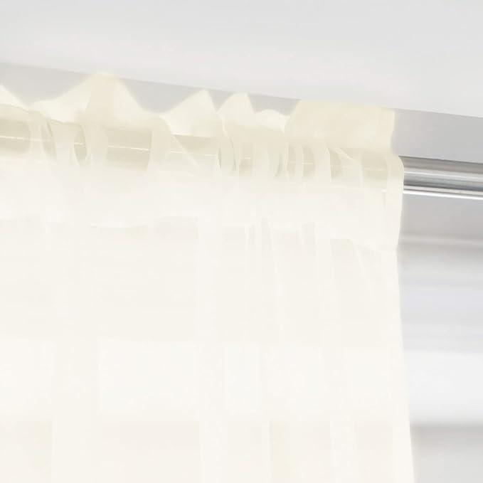 Window Beige Sheer Curtains 48 Inches Width 72 Inches Long 2 Panels Sheer Curtains Clear Curtains Basic Rod Pocket Panel for Home/Living Room/Bedroom/Kids Room