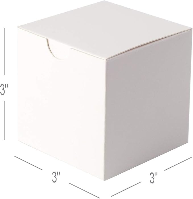 GEFTOL Small White Gift Box - 100 Pack, 3x3x3 inches, Foldable Paper Box for Bridesmaids, Proposals, Birthdays, Parties, Christmas