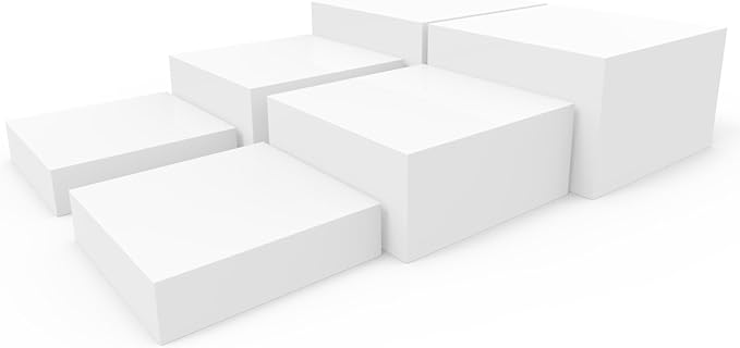 Buffet Risers, White Acrylic Cube for Buffet Table, Display Stand Shelf for Catering Dessert Collectibles Jewelry Figures Show, Food Display Nesting Risers with Hollow Bottoms, Cube, 6Pcs 10"x11"x12"