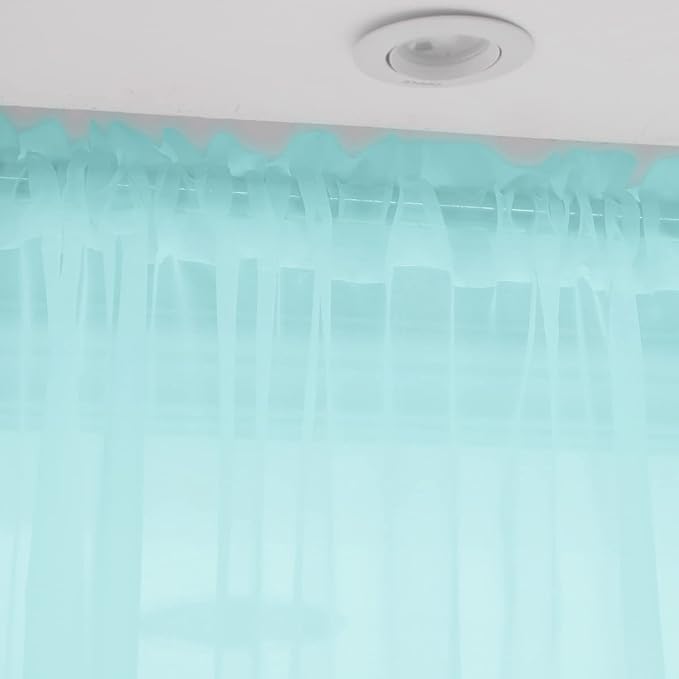 Window Lake Blue Sheer Curtains 63 Inches Long 2 Panels Sheer Curtain Basic Rod Pocket Panel for Bedroom Children Living Room Yard Kitchen (Lake Blue, 52" W x 63" L | 2 pcs)