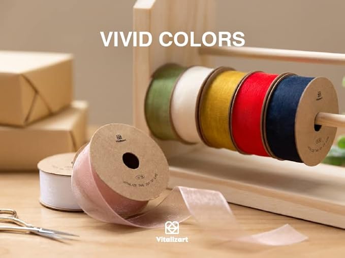 Vitalizart White Ribbon Organza Sheer Ribbon 1 inch x 30 Yd Handmade Fabric Ribbons for Gift Wrapping Christmas Tree Crafts Bows Wedding Invitations Wreaths Wrap Off White