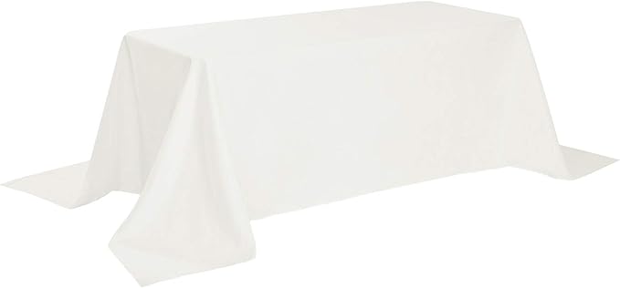 Rectangle Tablecloth 90x132 inch Washable Polyester Fabric Table Cloth for Wedding Party Dining Banquet Decoration（90x132, Ivory）