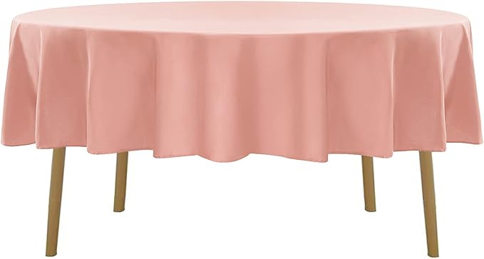 60 inch Round Tablecloth Washable Polyester Table Cloth Decorative Table Cover for Wedding Party Dining Banquet（60 inch,Dusty Pink）