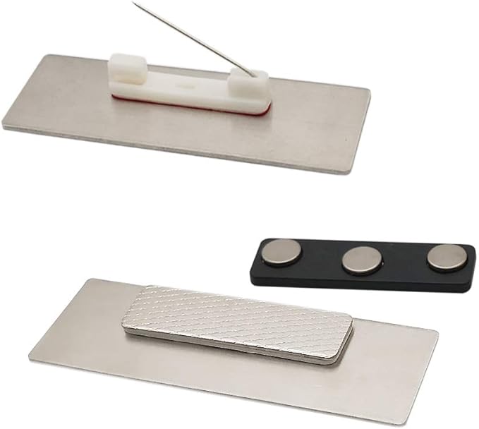 Custom Engraved Name Tag Badge for Business Personalized Identification with Pin or Magnetic Backing Aluminum ID Badge (Bule/White, 1" x 3")