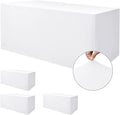 Nasitos White Fitted Table Covers Stretch Spandex - 72 x 30 Inch - 4 Pack Rectangle Table Clothes for 6 Ft Folding Tables, Wrinkle Resistant Tablecloths for Parties, Trade Show, Craft Show, Birthday