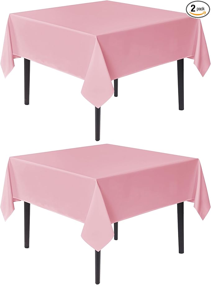 sancua Square Tablecloths 54x54 Inch, 2 Pack - Pink Fabric Table Cloth for Square or Round Tables, Washable Polyester Table Cover for Dinner, Holiday Party, Decorative Display Tables