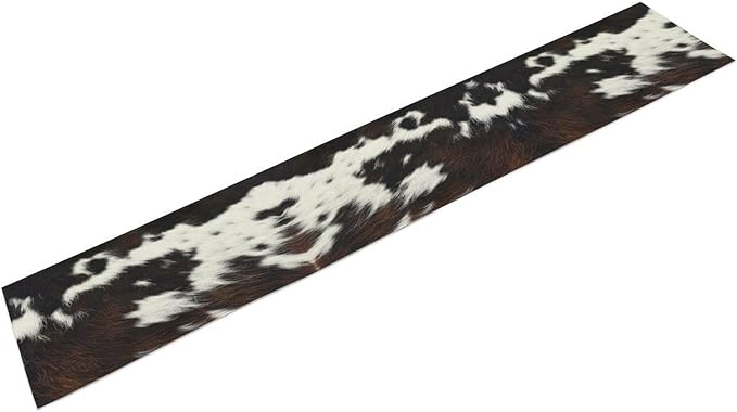 Cow Print Table Runner, Brown Cowhide Print Western Style Table Runner Country Farmhouse Cottage Cow Patten Table Decoration for Home Kitchen Dining, 13x70 Inch