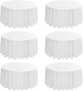 6 Pack Round Tablecloths - 120 Inch, White Polyester Table Cover, Stain and Wrinkle Resistant Washable Fabric Table Cloth, Polyester Tablecloth for Wedding Banquet Parties