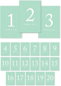 Andaz Press Table Numbers 1-20 on Perforated Paper, Mint Green, 4x6-inch Single Sided Sign, 1-Set, For Weddings, Graduation