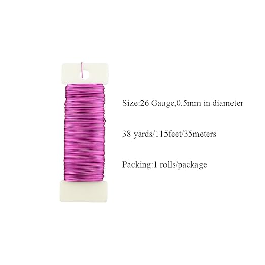 HAHIYO 26Gauge Pink Metal Floral Wire - 1 Roll, 38 Yards (115 Feet) - Flexible Paddle Wire for Craft, Christmas Wreath, Flower Arrangement, Bouquet Wrapping, Wedding, DIY