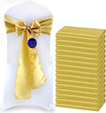 MDS Pack of 10 PCS Satin Chair Sashes Charmeuse Sateen Dining Chair Bows Ribbon Ties Back Sash for Wedding Party Birthday Home Hotel Restaurant Banquet Decoration (7 x 108 Inch, Gold)