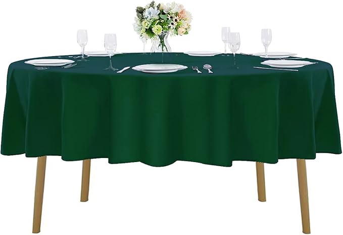 60 inch Round Tablecloth Washable Polyester Table Cloth Decorative Table Cover for Wedding Party Dining Banquet（60 inch,Hunter）