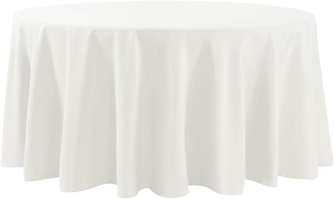 120 inch Round Tablecloth Washable Polyester Table Cloth Decorative Table Cover for Wedding Party Dining Banquet（120 inch,Ivory）