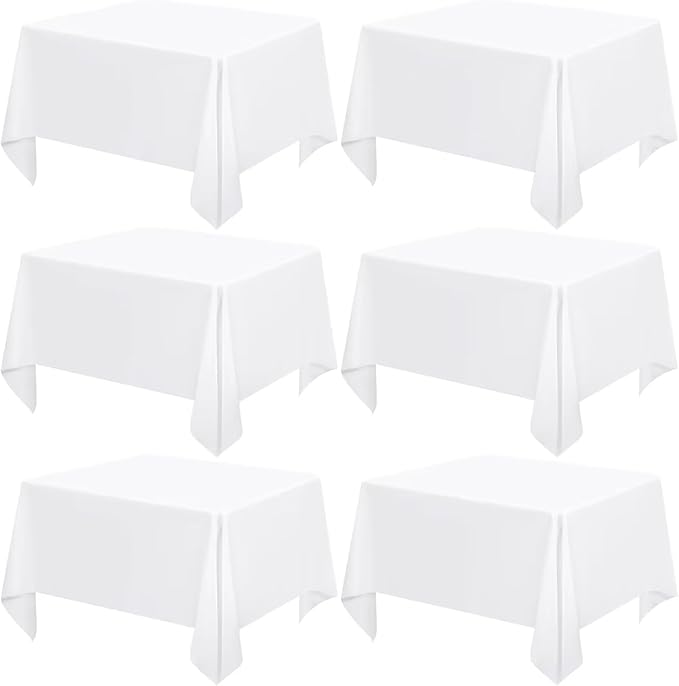 6 Pack White Square Tablecloths 52 x 52 Inch, White Polyester Table Cover for Square Table, Stain and Wrinkle Resistant Washable Fabric Tablecloth, Polyester Tablecloth for Restaurant Banquet Party