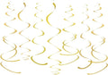 Gold Party Hanging Swirl Decorations Plastic Streamer for Ceiling, Pack of 28