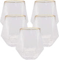 40 count Diamond Unbreakable Stemless Plastic Wine Champagne Whiskey Glasses Elegant Durable Disposable Indoor Outdoor Ideal for Home, Office, Bars, Wedding, 12 Ounce Cups (Hammered Gold Rim)