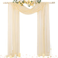 Socomi Champagne Sheer Wedding Arch Draping Fabric 29" x 20Ft 1 Panel Outdoor Curtain Drapes Extra Long for Bridal Baby Shower Ceremony Birthday Party Decor
