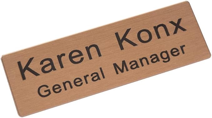 Custom Engraved Name Tag Badge for Business Personalized Identification with Pin or Magnetic Backing Stainless Steel ID Badge (Rose Gold/Black, 1" x 3")