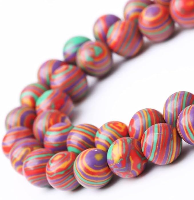 Painted Peacock Turquoise Stone Beads Gemstone Round Crystal Energy Jade Stone Beads for Jewelry Making DIY Bracelet Necklace Jewelry Making 1 Strand 15.5inch 4MM