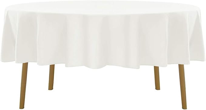 60 inch Round Tablecloth Washable Polyester Table Cloth Decorative Table Cover for Wedding Party Dining Banquet（60 inch,Ivory）