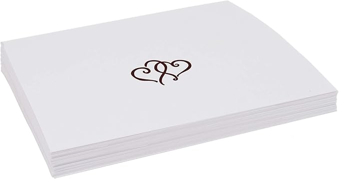 Linked Hearts Place Cards, Chocolate (Choose Color), Set of 60, Pre-cut and Scored - Wedding, Party, Dinner, and Special Events - Made in the USA