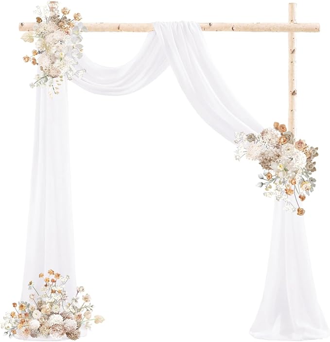 White Wedding Arch Draping Fabric 2 Panels 29" x 20 FT White Drapes for Backdrop Sheer Curtains Wedding Drapes for Romantic Bridal Baby Shower Ceremony Birthday Party Fall Outdoor Events