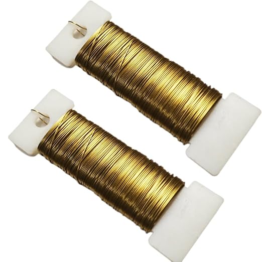 76Yards 26Gauge Golden Metal Floral Wire Flexible Paddle Florist Garden Wire for Flower Arrangement,Crafts,Christmas Wreaths Tree,Garland.