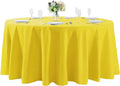 108 inch Round Tablecloth Washable Polyester Table Cloth Decorative Table Cover for Wedding Party Dining Banquet（108 inch, Yellow）