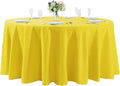 132 inch Round Tablecloth Washable Polyester Table Cloth Decorative Table Cover for Wedding Party Dining Banquet（132 inch, Yellow）