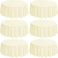 6 Pack Round Tablecloths - 120 Inch, Beige Polyester Table Cover, Stain & Wrinkle Resistant, Washable Table Cloth for Banquet & Parties