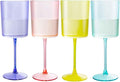 Ciaell 4 Pack Plastic Wine Glasses - 10 Oz Plastic Wine Glasses with Stem - Disposable Wine Glasses Perfect for Parties & Weddings & Poolside & Outdoors & Camping(Pink Green Purple Yellow)