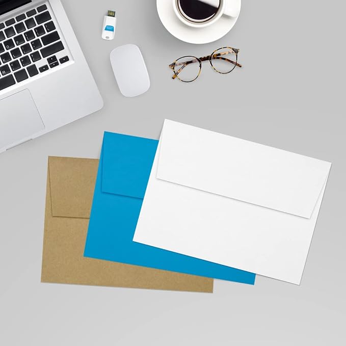 LUXPaper A7 Invitation Envelopes | Peel & Press | 5 1/4" x 7 1/4" | Brilliant White | 80lb. Text | 100% Cotton | 250 Qty