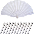HUNANBANG 1 Dozen 12 Pieces Folding Hand Fans Church Wedding Gift, Party Favors, DIY Decoration Gift Size9 Wholesale 12pack (White 12pcs)