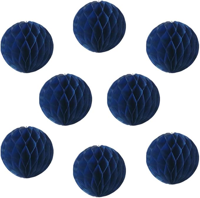 8pcs 8inch Royal Blue Honeycomb Balls - Decorative Tissue Pom Poms Flower Balls for Birthday Wedding Nursery Baby Shower Home Decor