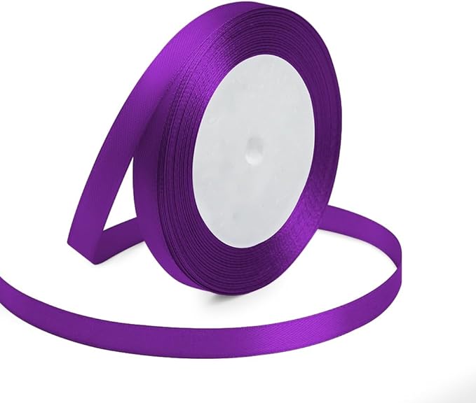 KMER LIFE 3/8 Inches x 25 Yards Purple Satin Ribbon Solid Fabric Ribbons for Crafts, Wedding Decor, DIY Hair Accessories, Sewing, Gift Package Wrapping, Valentine's Day Bouquet and More