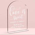 Wedding Signs, Love is Sweet Sign for Dessert Table, Wedding Signs For Ceremony And Reception,Arch Acrylic Table Sign for Anniversary, Event,Bridal Shower Decor 5x7 Inch (White)