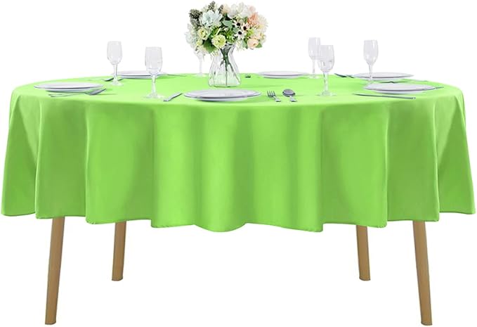 90 inch Round Tablecloth Washable Polyester Table Cloth Decorative Table Cover for Wedding Party Dining Banquet（90 inch,Apple Green）