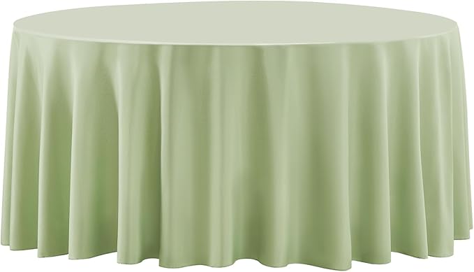 Round Tablecloth 132 Inch 2 Pack Sage Green Tablecloths Washable Decorative Linen Polyester Table Clothes Cover for Dining Table Banquets Buffet Parties and Wedding