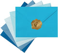 50 Pack Colored A6 Invitation Envelopes 4x6 with Gold Stickers for Cards and Invitations, 5 Colors (Blue, 6 1/2 x 4 3/4 inches)