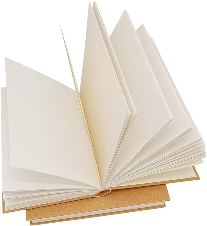 5.5x8.25 Sketch Book, 120 Sheets (100gsm), Hardcover Bound Sketch Notebook, Acid Free Blank Drawing Paper, Ideal for Kids & Adults, Kraft Cover
