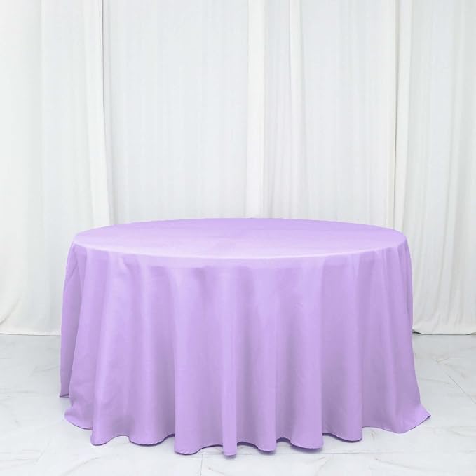 Efavormart Round Tablecloth, 132 Inch Stain & Wrinkle Resistant Washable Table Cloth, Decorative Polyester Fabric Table Cover for Banquet, Wedding, Dining- Lavender