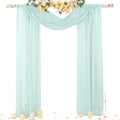 Socomi Wedding Arch Draping Fabric 29" x 20Ft 4 Panels Mint Green Sheer Outdoor Curtain Drapes Extra Long for Wedding Ceremony Birthday Party Decoration